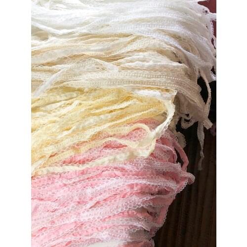 1M Embroidery Applique Beaded Lace Fabric 1.8cm Guipure Trimming Pink White Yellow Lace Ribbon Sewing Dress Wedding Crafts P025