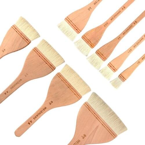 10 Sizes Wooden Handle Goat Hair Paint Brushes Smooth Sanding for Wall Watercolor Acrylic Oil Painting Drawing Art Supplies