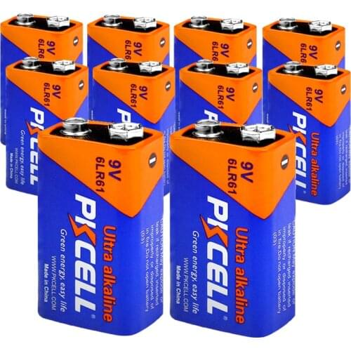 10Pcs PKCELL 9v 6LR61 Alkaline Battery E22 MN1604 Primary Battery 522 Super Dry Batteries for CD Remote control Digital cameras