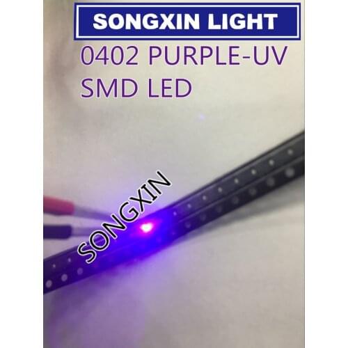 100pcs UV/purple Color 0402 SMD SMT Super Bright lamp LED lights light-emitting diodes New High quality 390-410nm 1.0*0.5mm