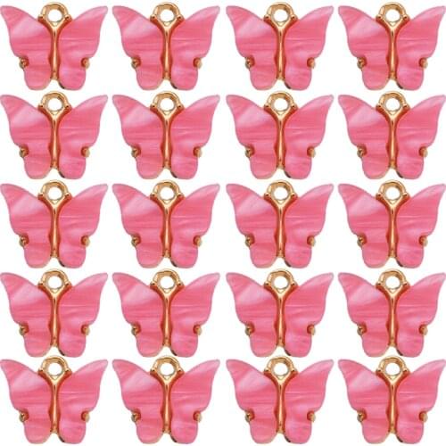 20Pcs 14*14MM Colorful Acrylic Butterfly Charm High Quality Animal Pendant Cute Sweet Earring Gift for Jewelry Making Supplies