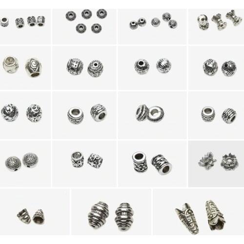 50Pcs or 10Pcs / Lot European Charms Zinc Alloy Antique Silvers Beads Spacer for Bracelet Making EC7