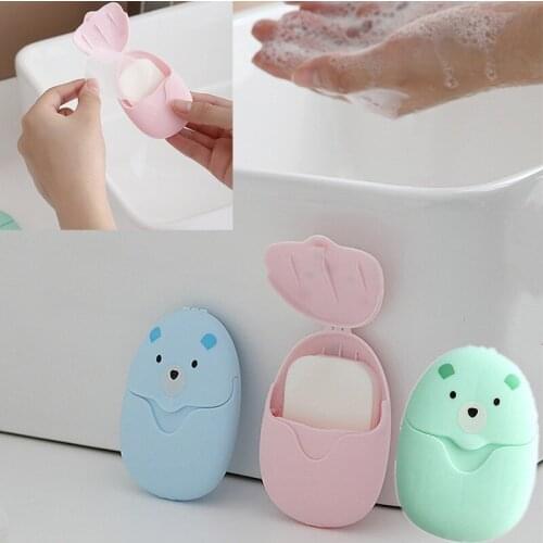 50Pcs Mini Disposable Soap Boxed Paper High Quality Scented Soap Slice Paper Soap ​Outdoor Travel Portable Cute Washing Box
