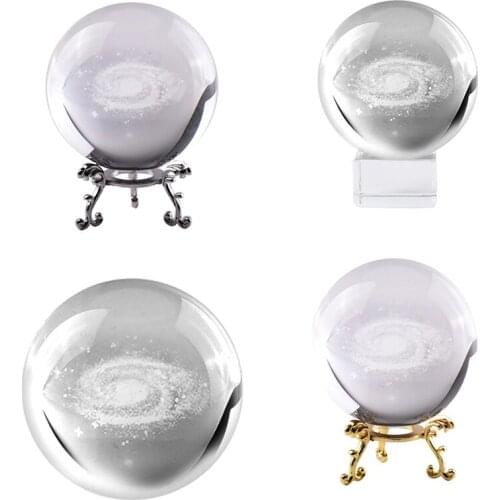6Cm Diameter Globe Galaxy Miniatures Crystal Ball 3D Engraved Quartz Glass Ball Sphere Home Decoration Accessories Gifts
