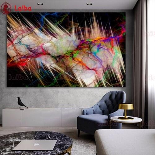 Diamond Black Cool Color Abstract Painting diamond embroidery cross stitch full square round drill Wall Picture For Living room