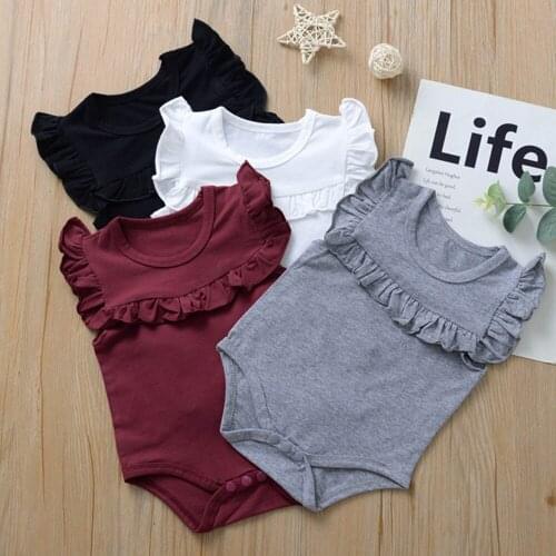 AmyaBaby Infant Summer Clothes Baby Girl Romper Solid Color Cute Newborn Baby Clothes 1st Birthday Infant Jumpsuit