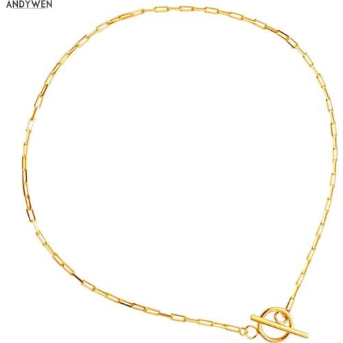 ANDYWEN 925 Sterling Silver 37mm Gold Horoscope Chain Choker Necklace 2020 Luxury Pendent Luxury Jewelry Rock Punk Fine Jewelry