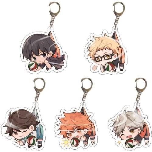 Anime Haikyuu Hinata Shoyo Yu Nishinoya Acrylic Pendant Keychain Keyring Figure Toy Gifts Cosplay
