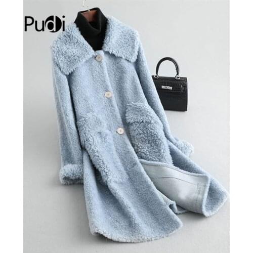 Aorice Women Winter Long Style Real Wool Fur Coat Big Pocket Jacket Over Size Parka Lady Fashion Genuine Fur Coat Outwear A19069