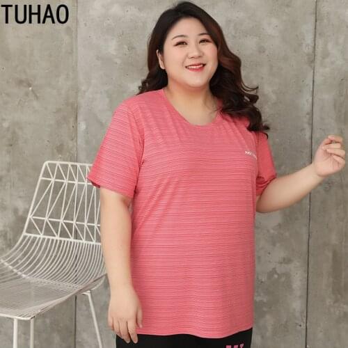 TUHAO Mother Mom Women Plus Size 4XL 6XL 8XL Summer Clothing Femmes Casaul Blouse Striped Woman Work Wear Shirt Big Size