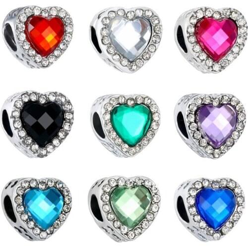 Charm Beads Bracelet Zinc Alloy Crystal Heart Shape Classic Fit Brand Bracelets&Necklaces DIY Making Fashion Jewelry Accessories