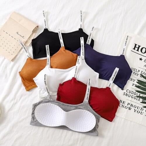 Womens personal clothing bra new candy color letters movement strapless,sexy beauty back spaghetti straps render wipes bosom