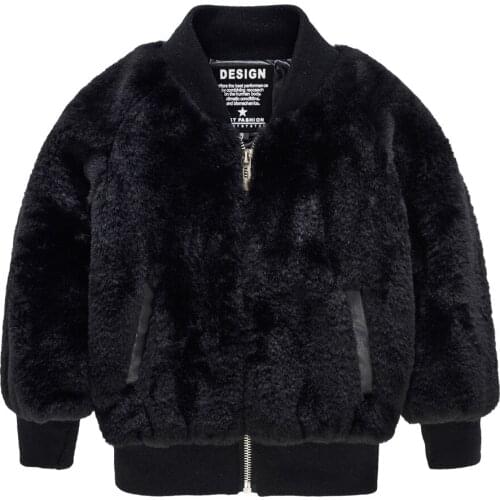 Kavkas Kids Girls Coat Winter Long Sleeve Warm Jacket Fleece Black Children Clothing