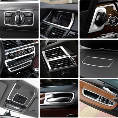 For BMW X5 X6 E70 E71Car Styling interior Buttons panel frame Decoration Cover Trim Car Sticker stainless steel Auto Accessories