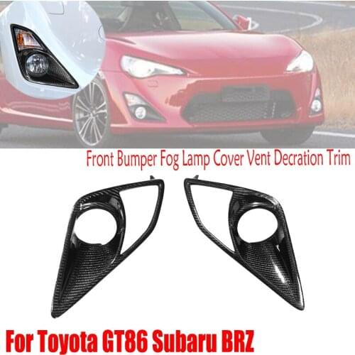 For Toyota GT86 Subaru BRZ 2012-2016 Real Carbon Fiber Front Bumper Fog Lamp Cover Vent Decration Trim Exterior Parts