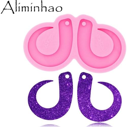 DY0502 L/M/S Shiny Hook Silicone DIY Epoxy Earrings Molds Fishhook Shape Resin Craft Mould Fashion Jewelry Tools