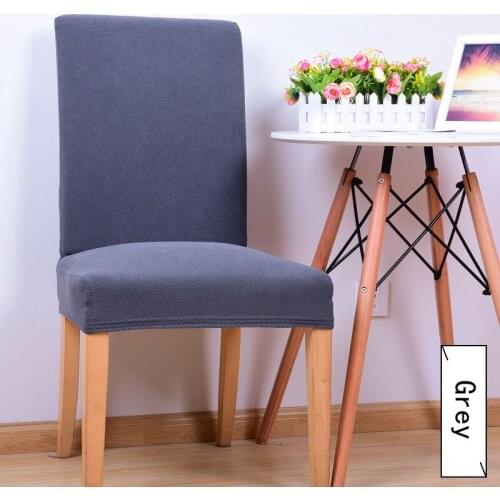 Spandex Elastic Solid Color Jacquard Dining Protective Slipcover Case Removable Washable Office Stretch Tight Seat Cover 30