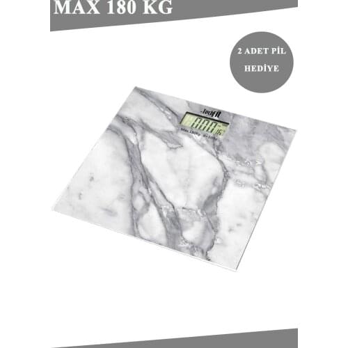 Electronic weighing Digital scale White Marble Pattern Glass Scale Tartı-180 Kg