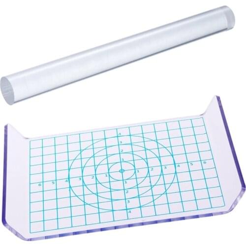Clay Tool Kit,Acrylic Clay Roller with Grid Sheet Clay Pottery Tool for Shaping,Sculpting Hand-Made DIY Tool Materials