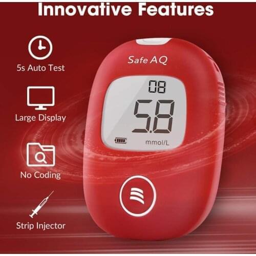 Sinocare Blood Glucose Meter Safe AQ Smart mg/dL mmol/LDiabetes Glucometer Kit &Test Strips Lancets painless Blood Sugar Tester