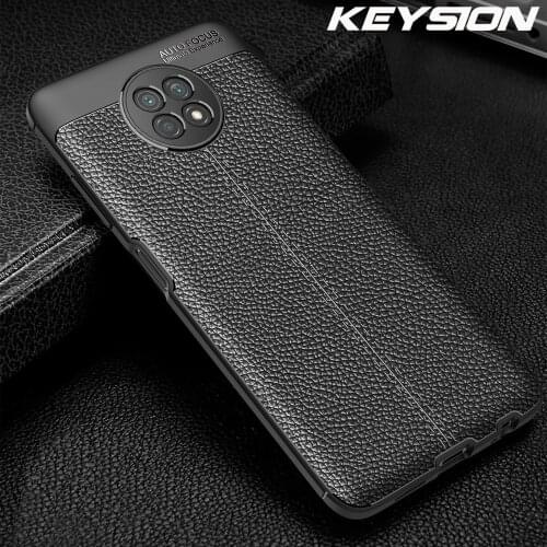 KEYSION Shockproof Case for Xiaomi Redmi Note 9T 5G luxury leather texture soft silicone Phone Back Cover for Redmi 9T 9 Power