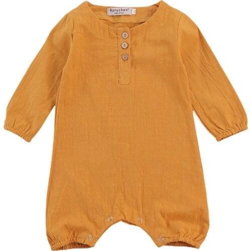 0-24M Toddler Baby Boy Girl Solid Colors Romper Long Sleeve Cotton Soft Jumpsuit For Cute Baby