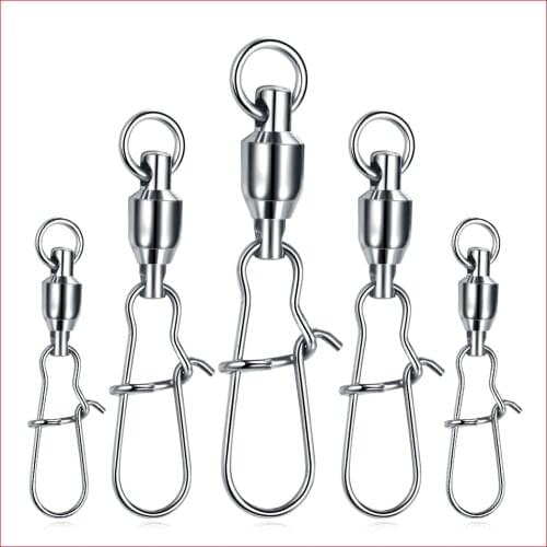 Fishing Connector 10PCS/Lot Pin Bearing Rolling Swivel Stainless Steel With Snap for Fishhook Lure Carp Fishing Accessories Set