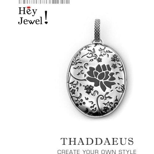 Pendant Oval Black Rose Flower Locket,2020 Spring Fashion 925 Sterling Silver Jewelry Europe Necklace Vintage Gift For Woman