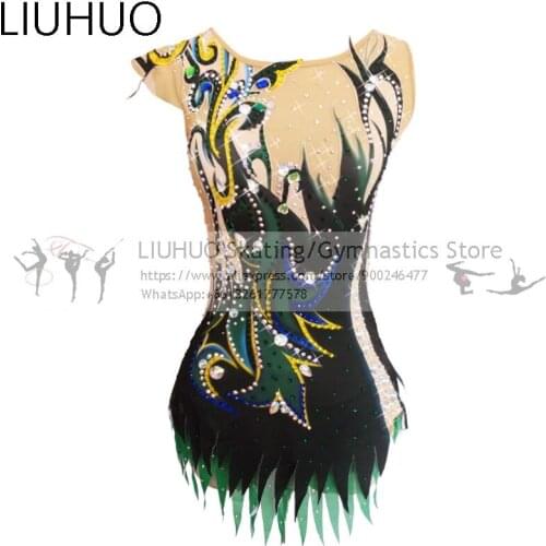 LIUHUO Figure Skating Dress Girls Ballroom Dance Costumes Rhythmic Gymnastics ballet leotards for toddler girls for Competition