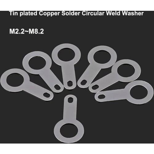 M2.2-M8.2 Tin plated Copper Single Head Soldering Terminal Circular Weld Washer Welding Sheet Solding Lug Washers