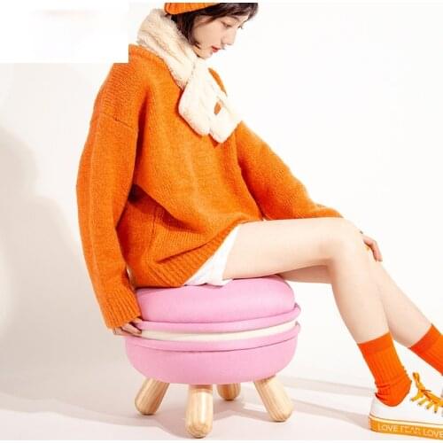 TT Small Stool Household Small Bench Low Stool round Stool Ins Creative Comfort Cute Fabric Sofa Stool
