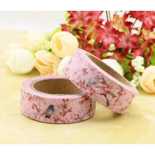 Cute Birds on Flower Valentine Washi Tape Stationery Diy Photo Album Scrapbooking Tools Kawaii Paper Stickers Decor Masking Tape