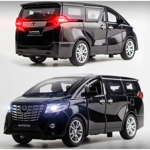 1:32 Toyota Elfa Bus Car Model Simulation Alloy Car Mpv Business Car Sound And Light Pull Back Metal Toy Car Boy Collection Gift