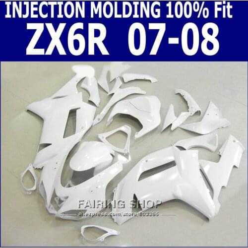Motorcycle Fairings For Kawasaki zx6r 2008 08 /07 /2007 Fairing kit (Pure white) Injection molding S87