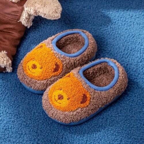 2021 Autumn and Winter New Winter Warm Childrens Cotton Shoes Flat-bottomed Boys and Girls Non-slip Household Cotton Shoes