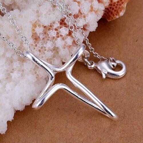 P069 Free Shipping silver plated Necklace, 925 fashion silver jewelry cross /GOUNCWJU GOUNCWJU