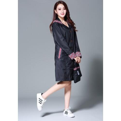 Fashion Portable Women s Raincoat Red Cuff Long Raincoat Women Waterproof Clothing Outdoor Travel Water Rain Cover