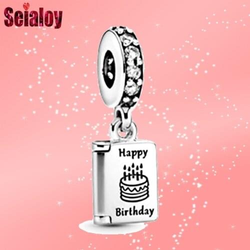Seialoy New Silver Color Harry Birthday Cake Dangle Charm Fit Brands Beaded Bracelet & Necklace Jewelry Accessories Pendant