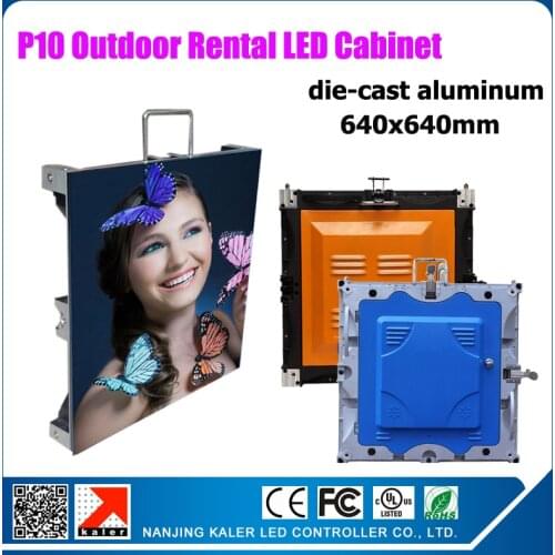 TEEHO P10 outdoor rental led display video wall SMD P10 outdoor die-cast aluminum cabinets 640x640mm waterproof display cabinet