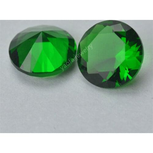 Sale 4~15mm 5A Yellow Green Colors Emeral-d Round Brilliant Shape Machine Cut Loose Glass Beads Synthetic Gems Stone For Jewelry