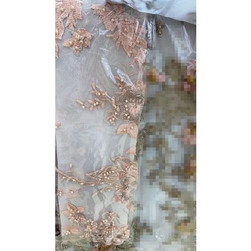 Handmade beads tulle Lace Fabric SYJ-2186833 Embroidered African French Lace for wedding/evening / party dress