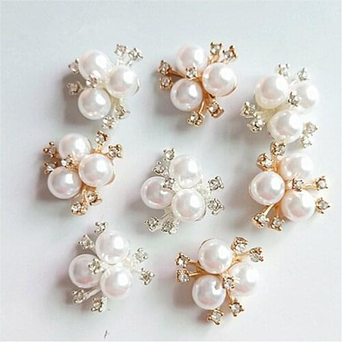 10 pcs/lot Alloy Creative Silver Pearls Rhinestone Buttons Ornaments Earrings Choker Hair DIY Jewelry Accessories Handmade