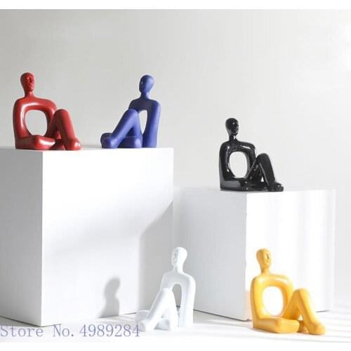 Creative number resin abstract figure ornaments Sculpture Hollow out Desktop crafts ornaments Color villain Home furnishings