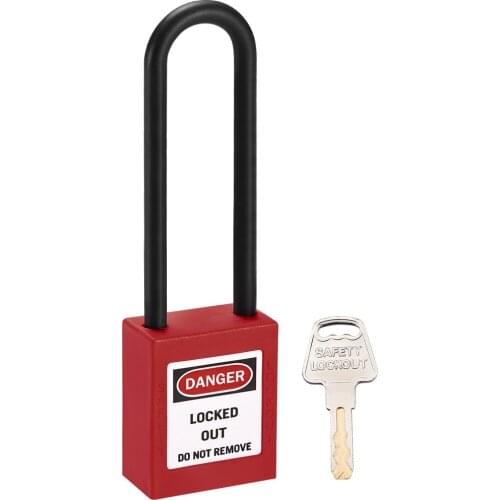 Uxcell Lockout Tagout Safety Padlock 76mm Nylon Shackle Keyed Alike Red