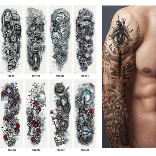 Waterproof Soldier Black Temporary Tattoo Stickers For Men Women Full Body Art Arm Sleeve Tattoo 48*17CM Large Tattoo