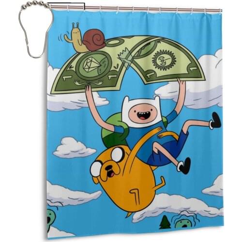 3D Adventure Time Shower Curtains Bathroom Curtain Frabic Waterproof Polyester Adventure Time Bath Curtain with Hooks