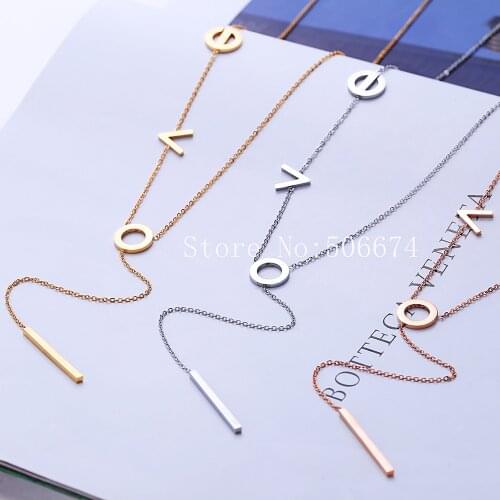 2018 Fashion Jewelry Dancing LOVE Necklaces Bijoux Femme Stainless Steel Rose Gold P Chain For Women Birthday Gift