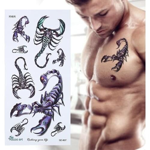 3D Scorpion Temporary Tattoo Fake Tatto Large Stickers Waterproof Scar Covering Decals Body Art Hand Leg Arm Back Sticking