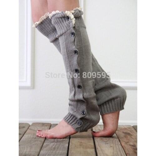 4 pairs/lot Womens Lace button down Leg Warmers