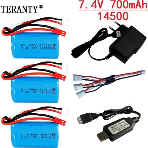 7.4V 700mah 14500 Lipo battery For FT007 Remote control boat speedboat For Syma F1 FX059 Remote control aircraft 2s 7.4v battery